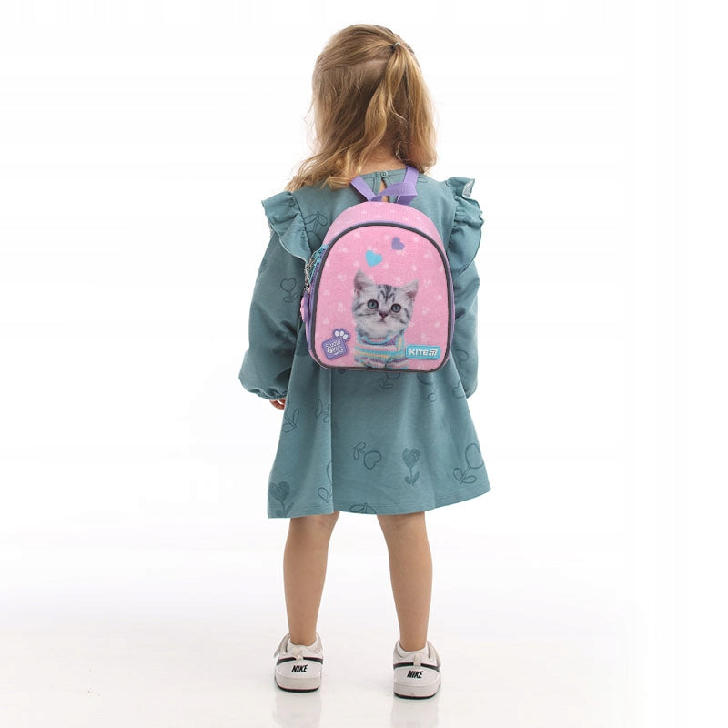 Plecak Kite z pluszowym panelem przednim i motywem kotka.