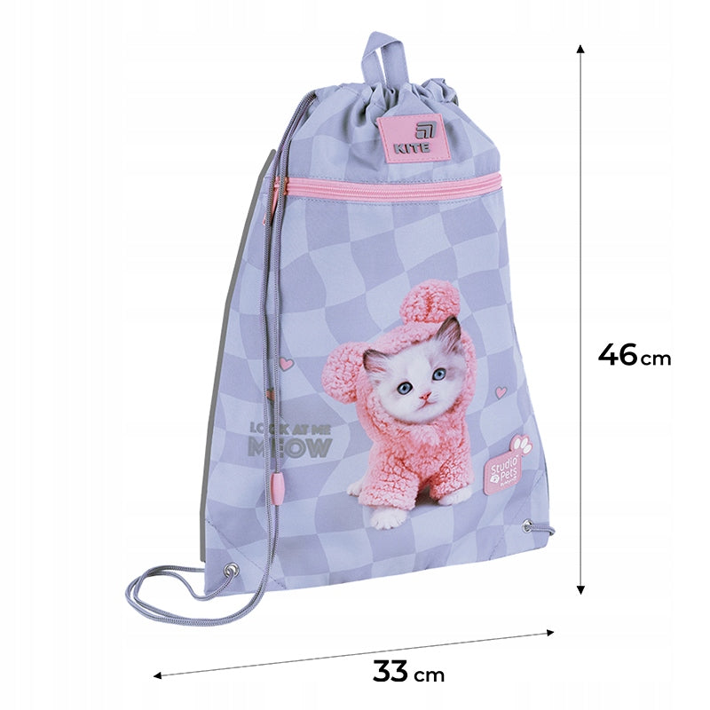 Wymiary 46x33 cm worka sportowego Kite — infografika.