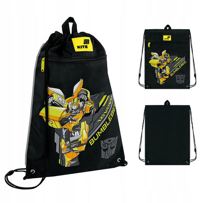 Czarny worek na obuwie Kite Transformers z grafiką robota – ogólny widok produktu.