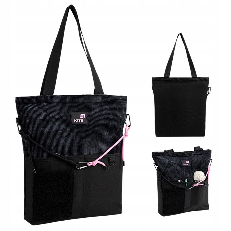 lekka torba shopper czarna na ramię