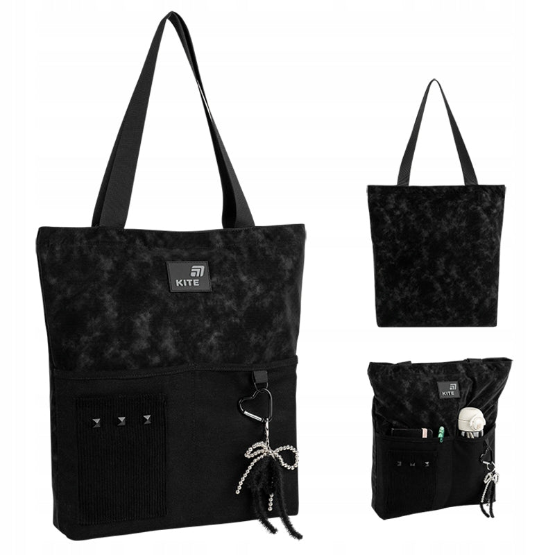 Uniwersalna czarna torba shopper dla dziewczyn