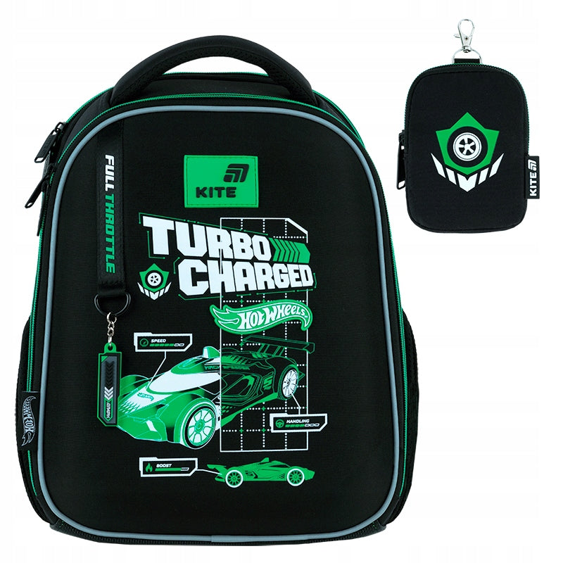 Tornister szkolny dla chłopców Kite Education Hot Wheels – front plecaka