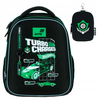 Tornister szkolny dla chłopców Kite Education Hot Wheels – front plecaka