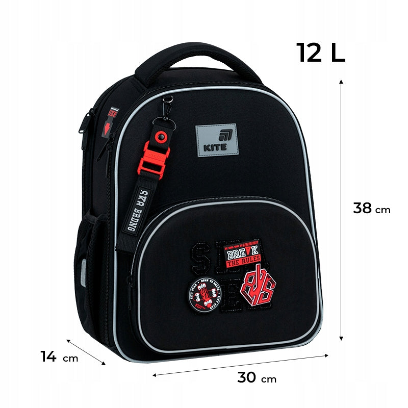 Czarny ortopedyczny tornister szkolny Kite dla chłopca