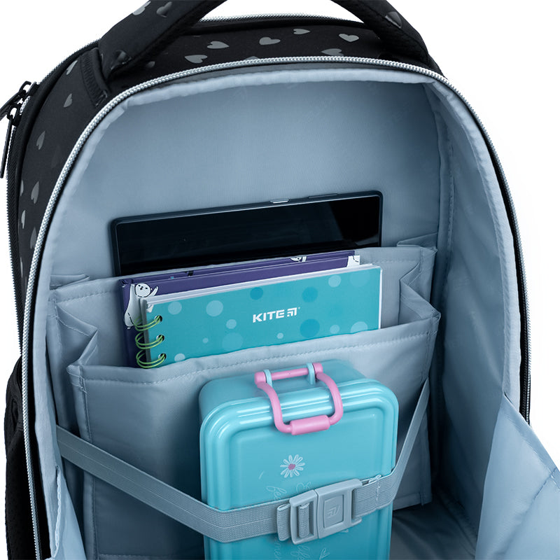 Tornister szkolny ortopedyczny Kite – przegrody na książki i zeszyty