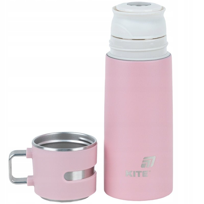 Termos z kubkiem dla dzieci metalowy różowy 350 ml Kite