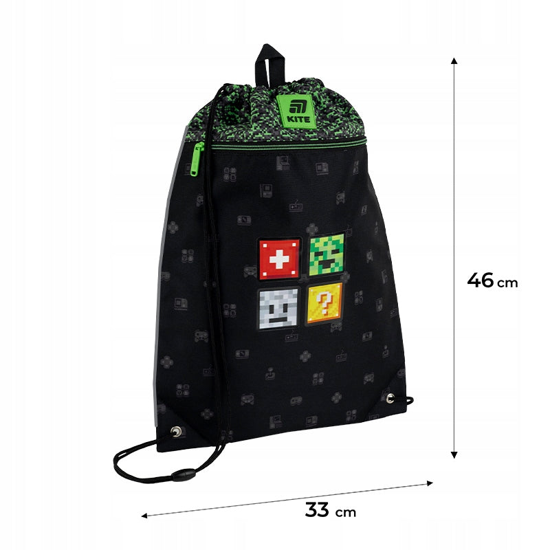 Worek na buty szkolny dla chłopca pixel craft kite