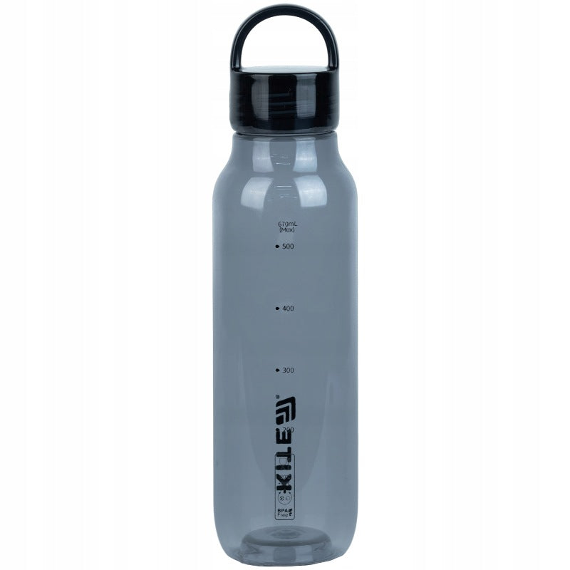 Butelka tritanowa szara 670 ml na wodę przezroczysta z uchwytem Kite
