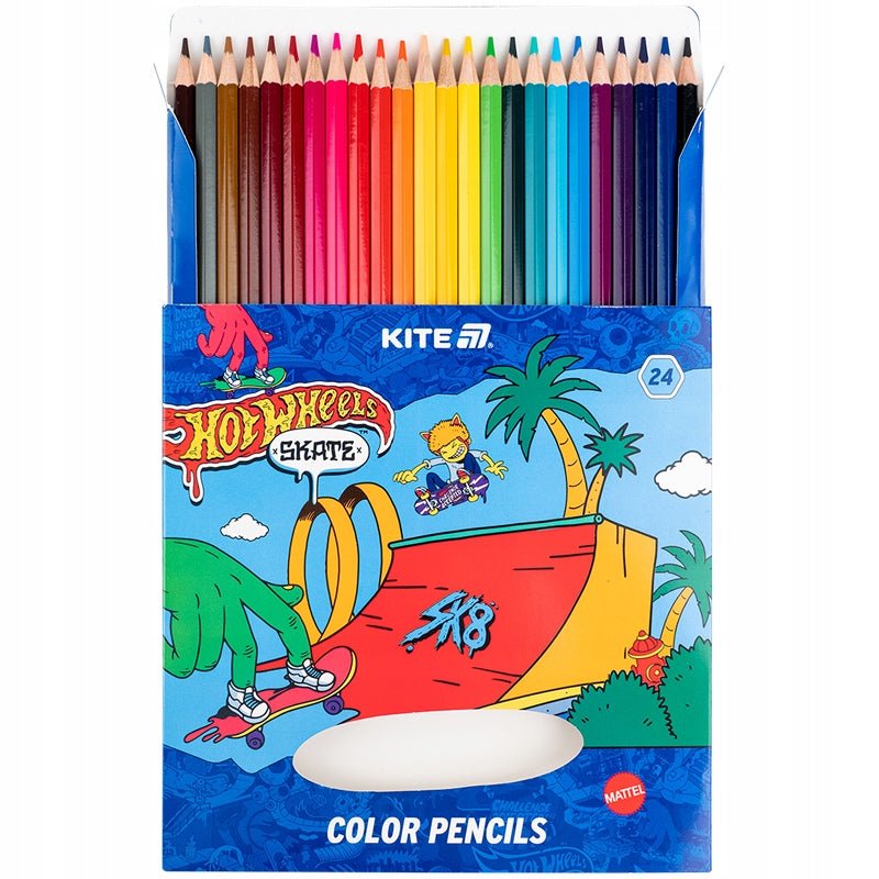Zestaw 24 kolorowych kredek Kite Hot Wheels