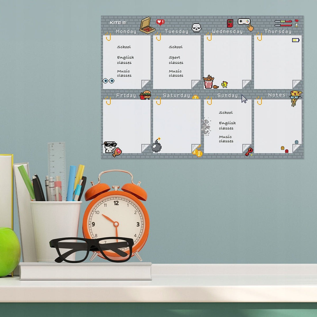 Planer ścienny dla dzieci na tydzień A3