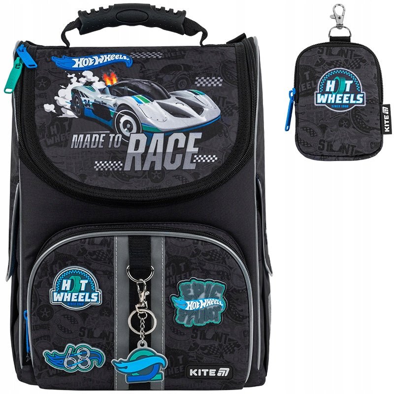 Tornister szkolny twardy Kite Education Hot Wheels HW25501S – widok z przodu