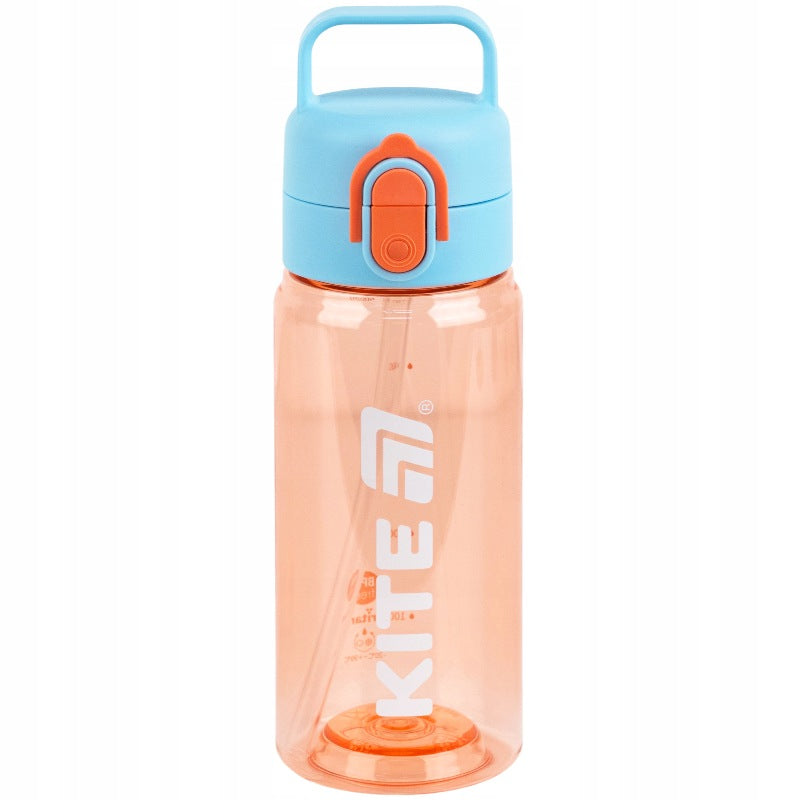 Bidon na wodę tritan 600 ml ze słomką pomarańczowy Kite