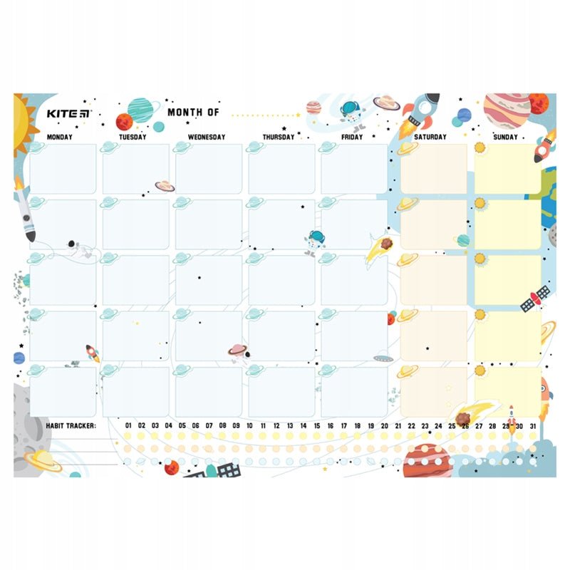 Planer ścienny na miesiąc dla dzieci A3 Space