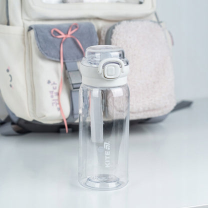 Bidon tritanowy do szkoły na trening z sitkiem ustnikiem 500ml biały Kite