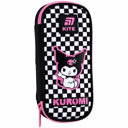 Piórnik Kuromi Kite – przód z nadrukiem Kuromi i wzorem w kratkę

