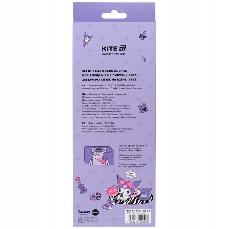 Naszywki na rzep emblemat 3 szt Kuromi Kite