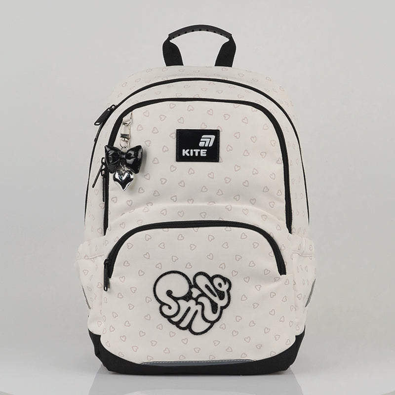 Plecak szkolny beżowy dla dziewczynki z ortopedycznymi plecami Kite Shimmer&amp;Smile