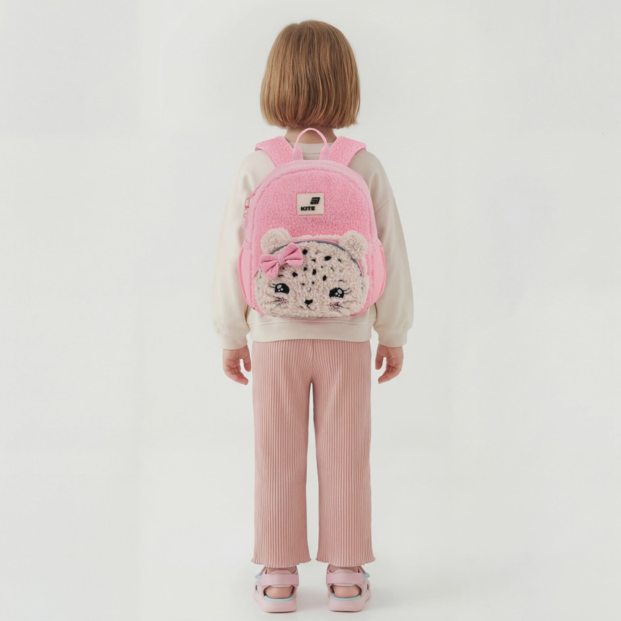 Plecak przedszkolny Kite Kids Pretty Kitty pluszowy różowy dla dziewczynki z uszkami
