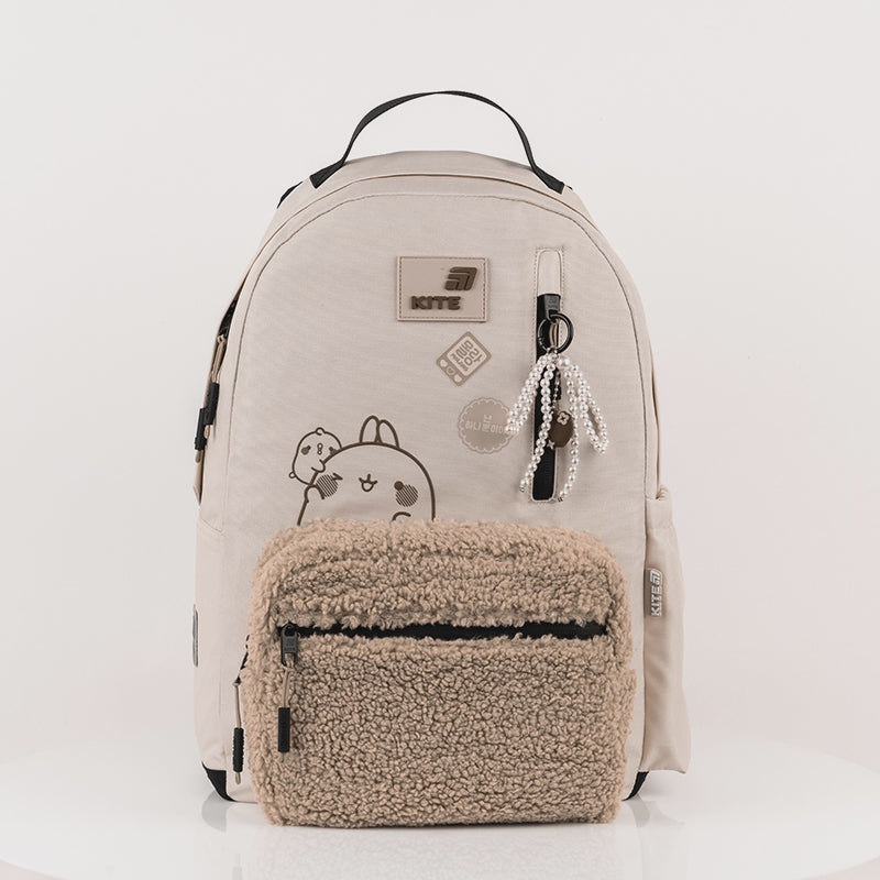 Plecak szkolny dla nastolatki 9-12 lat anatomiczny beżowy Kite Molang