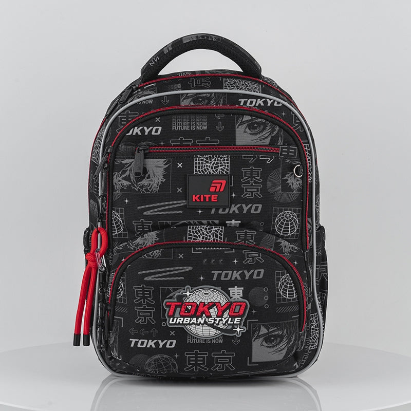 Miękki plecak szkolny dla chłopca z ortopedycznymi plecami i badge 3D Kite Tokyo