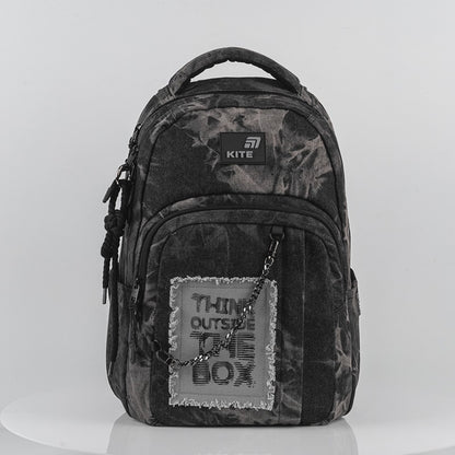 Czarny plecak młodzieżowy dla chłopców 9-12 lat z łańcuszkiem Kite Denim Core