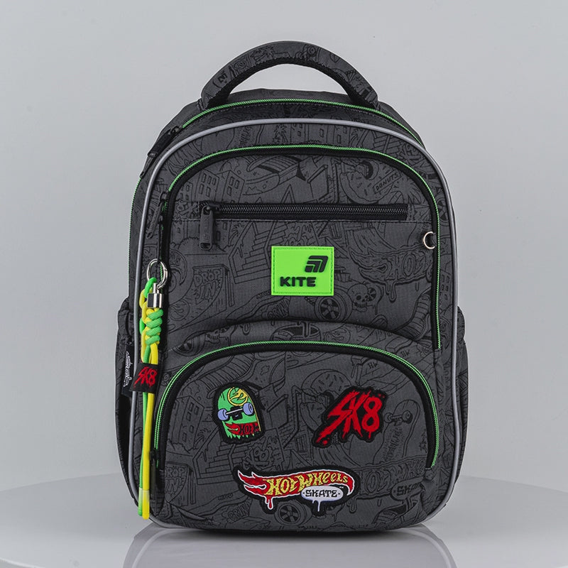 Plecak szkolny Kite Hot Wheels Skate dla chłopca do 1-4 klasy, czarny ortopedyczny lekki