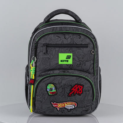 Plecak szkolny Kite Hot Wheels Skate dla chłopca do 1-4 klasy, czarny ortopedyczny lekki