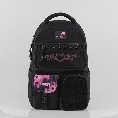 Plecak młodzieżowy szkolny Kite Queen czarny z siateczką dla dziewczynek 9-12 lat