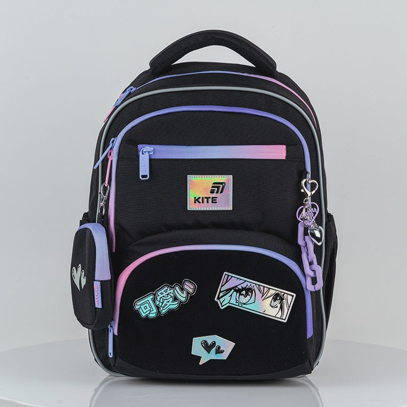 Plecak szkolny ortopedyczny dziewczęcy brelok i portfelik Kite Anime Dream