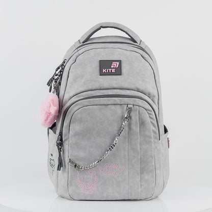 Stylowy plecak młodzieżowy szkolny Kite Hello Kitty z łańcuszkiem i brelokiem 9-12 lat