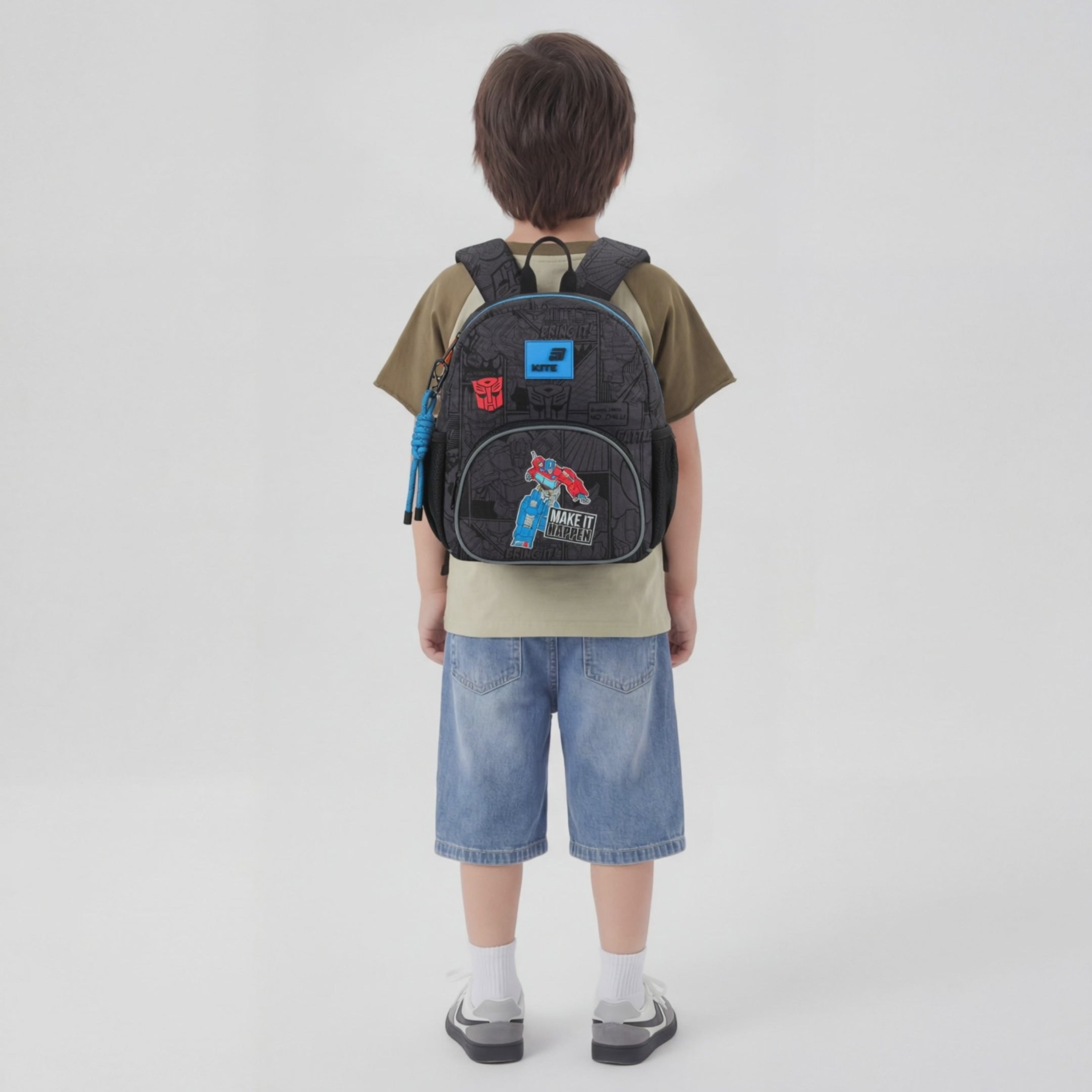 Plecak przedszkolny Kite Kids Transformers czarny dla chłopca lekki z brelokiem