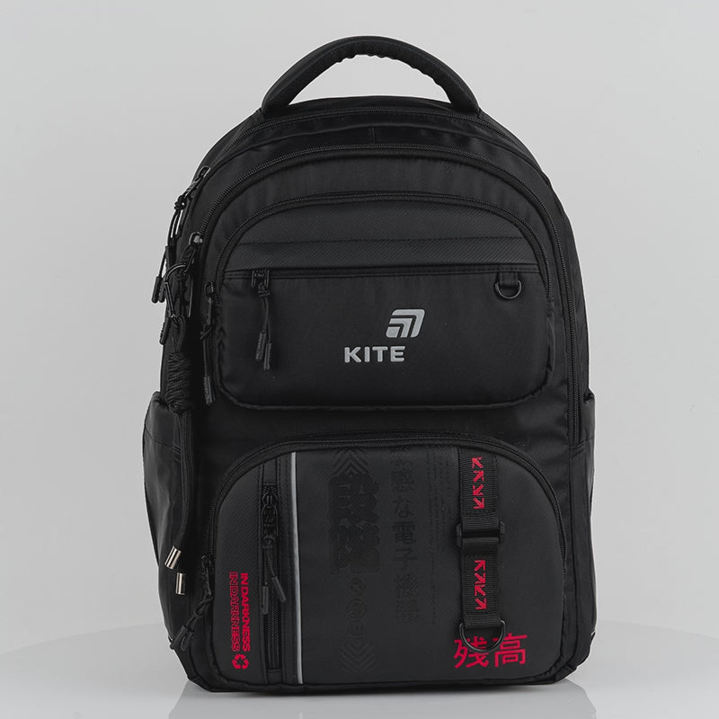 Plecak szkolny czarny wielokomorowy Kite Dankai dla chłopców młodzieżowy z brelokiem