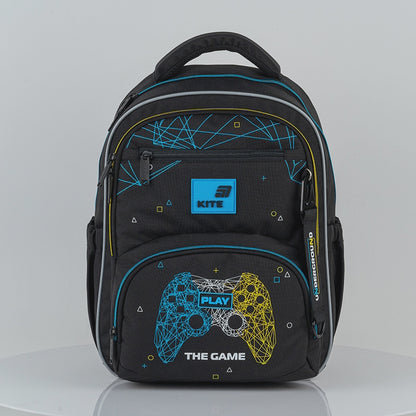 Plecak szkolny Kite Game dla chłopca do 1-5 klasy, czarny ortopedyczny