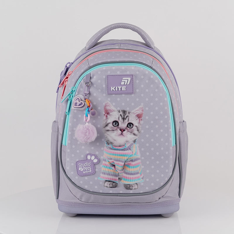 Batoh školský ortopedický pre dievčatá Studio Pets Kite s mačiatkom