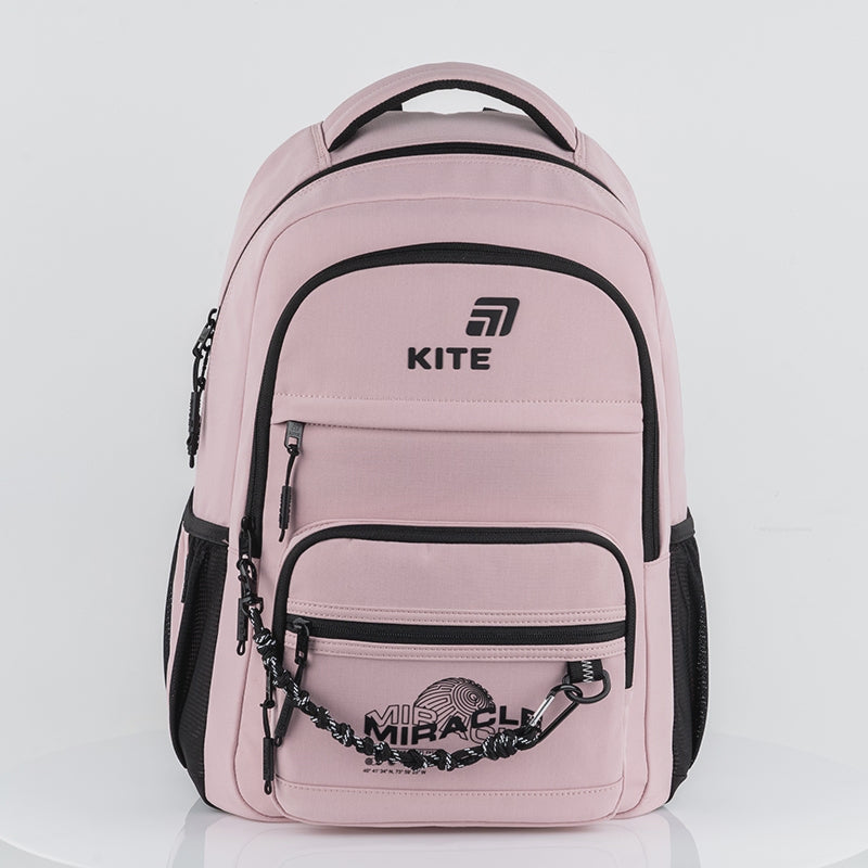 Plecak szkolny Kite Miracle dla nastolatek pojemny różowy łańcuszek