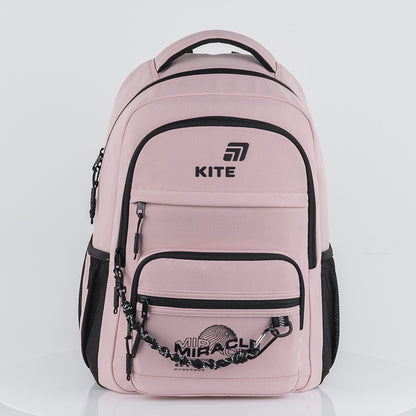Plecak szkolny Kite Miracle dla nastolatek pojemny różowy łańcuszek
